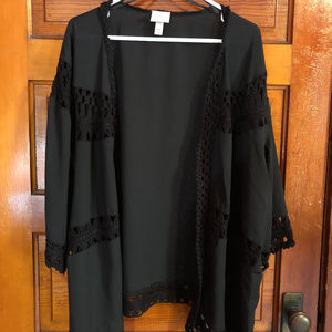 Knox Rose Black Crochet Lace Kimono